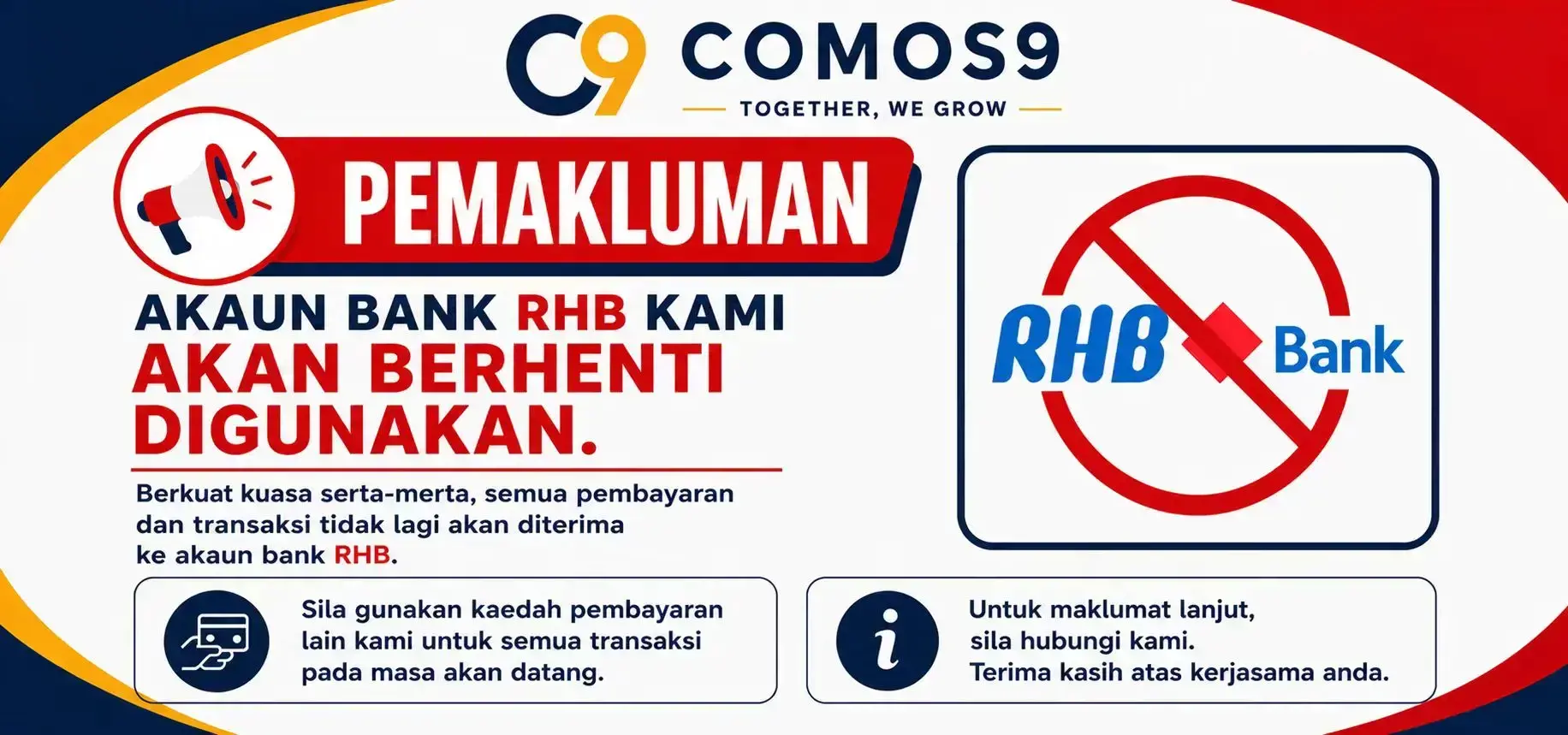 RHB BANK AKAN MENGHENTIKAN PENGGUNAAN