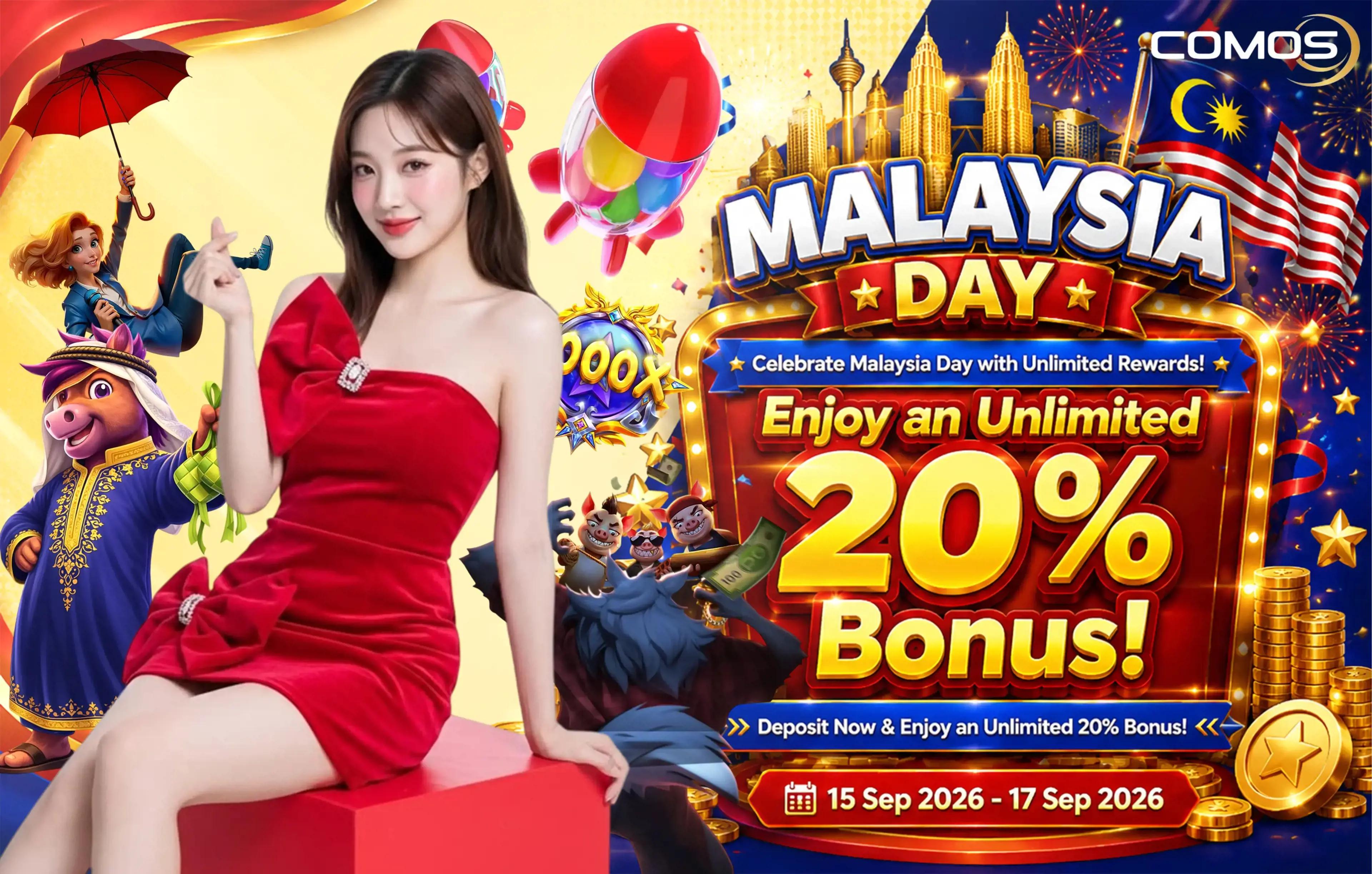 2026 SEPTEMBER Celebrate Malaysia Day with Unlimited Rewards! Deposit Now & Enjoy an Unlimited 20% Bonus! ( Valid On 15th Sept 2026 - 17th Sept 2026 )